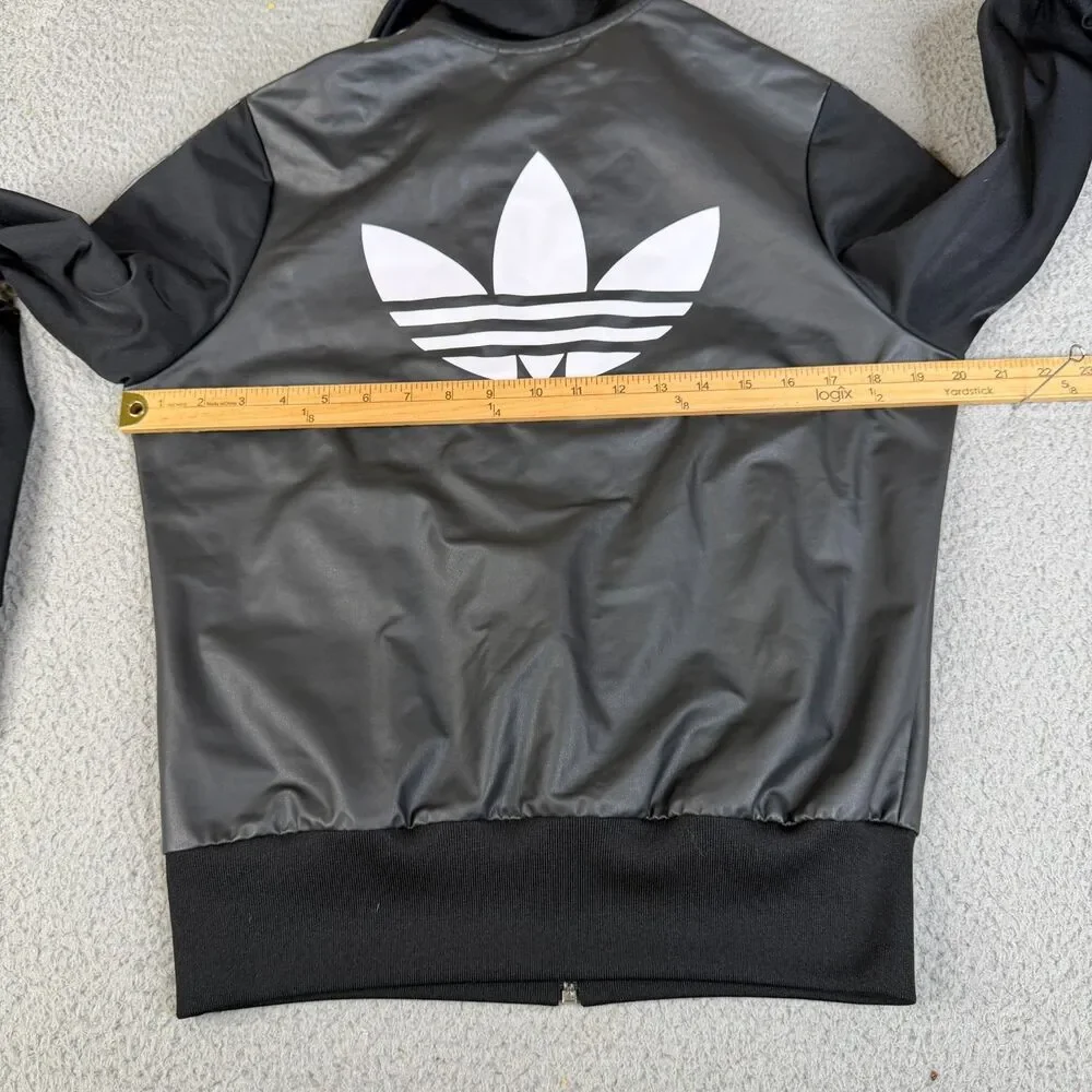 ADIDAS Trefoil Track Jacket Mens M Full Zip Black Performance Retro Streetwear